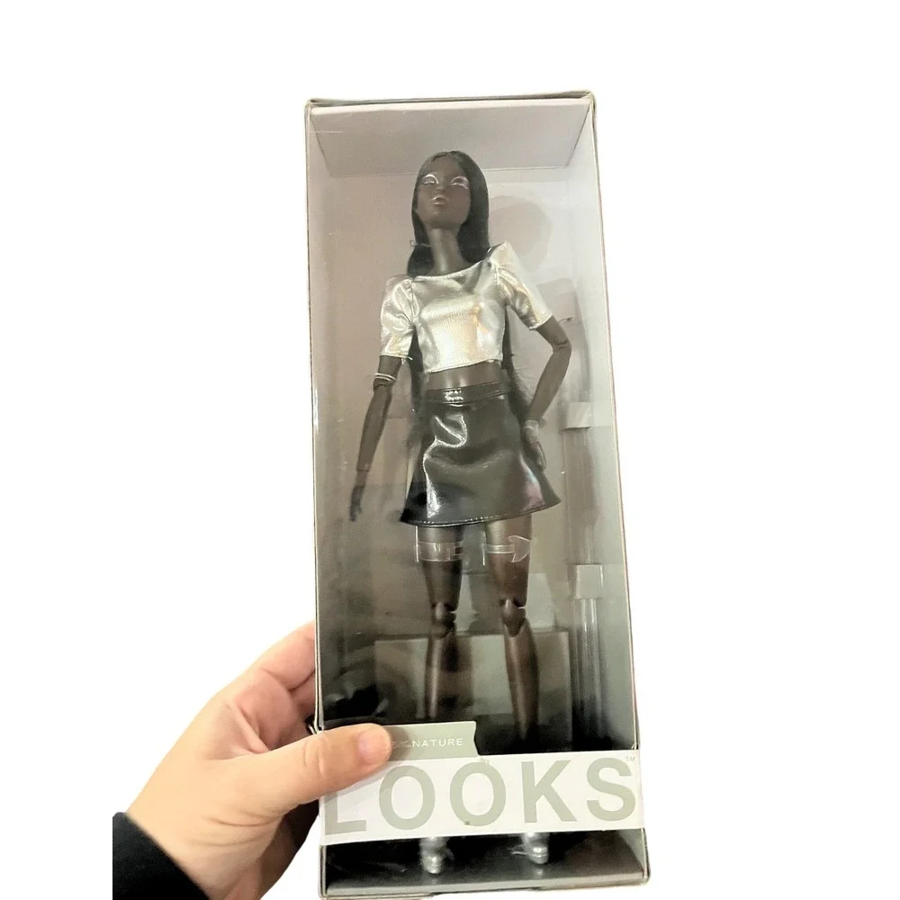 Barbie Looks Doll Silver‎ Top Black Skirt Articulated Fashion Doll New